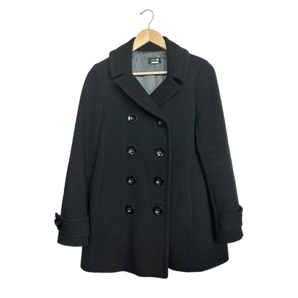 J. Crew Double Breasted Black Wool Peacoat Size 6 - Picture 1 of 16